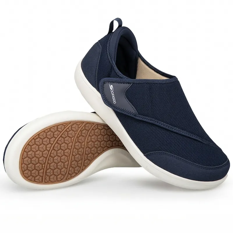 SOOFASGO Men's Wide Toe Box Walking Shoes — Extra Wide, Breathable (Blue)